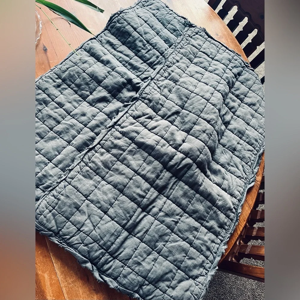 Set of 2: West Elm Linen Quilted Pillow Shams - King Size